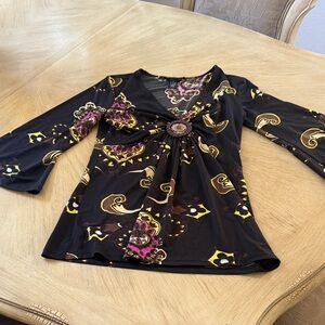 INC International Concepts Black and Pink Blouse